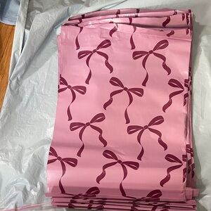 20 Pink Bow Patterned Poly-Bags 10” x 13” self sealing polymailers polybags